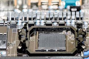 computer motherboard closeup