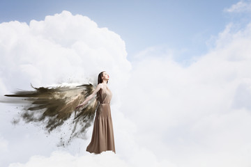 Angel girl flying high