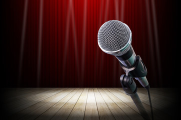 microphone on red light stage