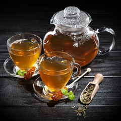 Cup of tea on dark background