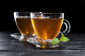 Cup of tea on dark background