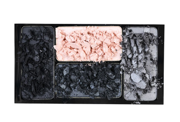 four colors in box eyeshadows isolated on white background