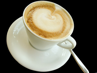 White Cup with a gourmet coffee and foam figure