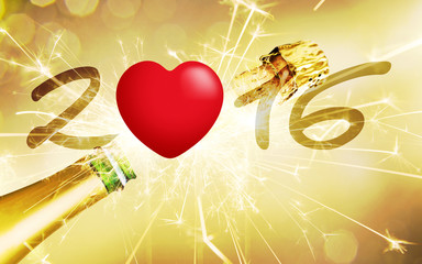 Feuerwerk mit Sekt und Herz 2016