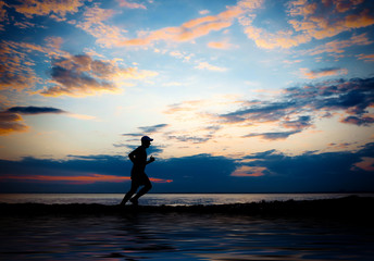Man running at Sunset