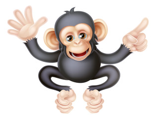 Obraz premium Cartoon Chimp Monkey Pointing