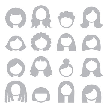Woman grey hair styles, wigs icons