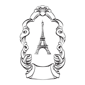 Eiffel Tower Paris sketch vector outline