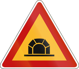 Slovenian road warning sign - Tunnel ahead