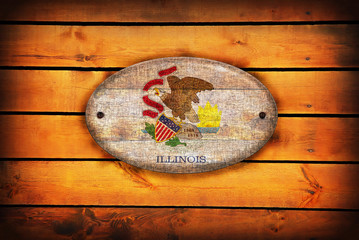 Wooden Illinois flag.