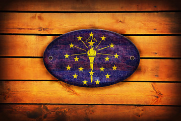 Wooden Indiana flag.