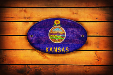 Obraz na płótnie Canvas Wooden Kansas flag.