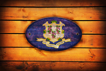 Wooden Connecticut flag.