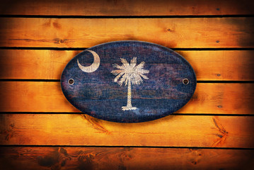 Wooden South Carolina flag.
