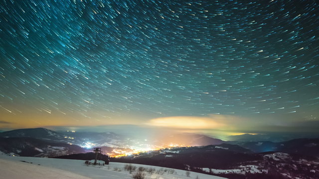 Milky way time lapse in Carpathian Mountains