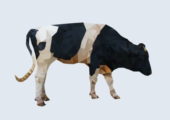 polygonal cow, polygon geometric animal, vector