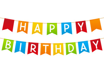 Birthday party flags isolated on white 