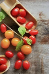 fresh tomatoes with mint leaves