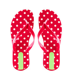 summer fashion red Flip Flop Sandals Isolated 