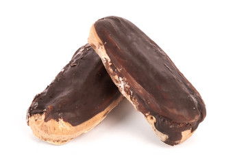 Cake eclair, decorated chocolate