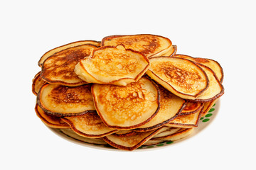 Appetitnye fried pancakes on a plate