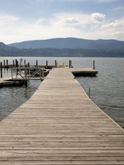 boat dock on mountain lake