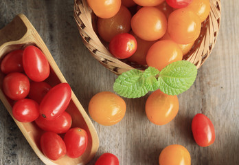 fresh tomatoes with mint leaves