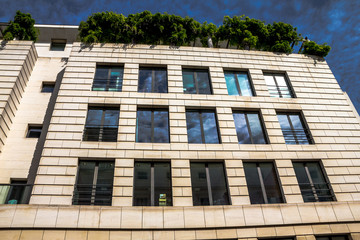 Beautiful exterior of  new building in central London at morning time