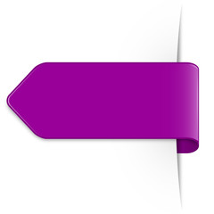 Long dark magenta arrow sticker with shadow & space for text