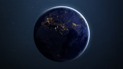 Fototapeta na wymiar High Resolution Planet Earth view. The World Globe from Space in a star field showing the terrain and clouds. Elements of this image are furnished by NASA