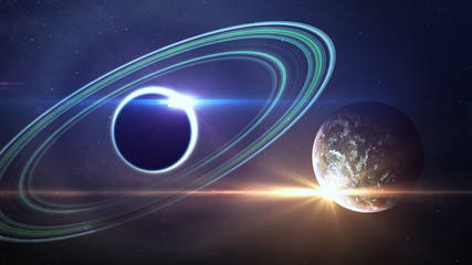 Fototapeta premium Abstract scientific background - full eclipse, black hole. Elements of this image furnished by NASA