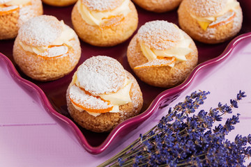 Choux pastry with custard