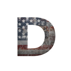 American vintage flag in letter d