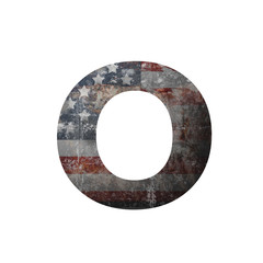 American vintage flag in letter o