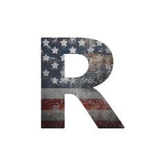 American vintage flag in letter r