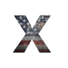 American vintage flag in letter x