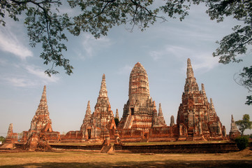 Fototapeta premium Pagoda in Wat Chaiwatthanaram,Ayutthaya Historical Park .