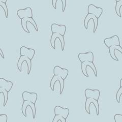 Vector seamless teeth pattern on blue background
