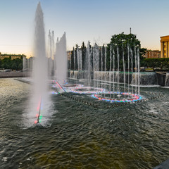 Fototapeta premium Fountain with colorful illuminations