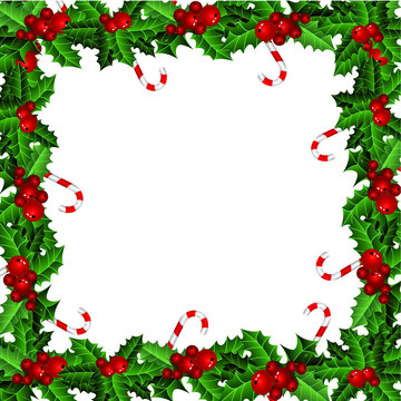 Holly Christmas frame 