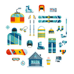 Winter Sports Kit. Winter Activity Flat Icons