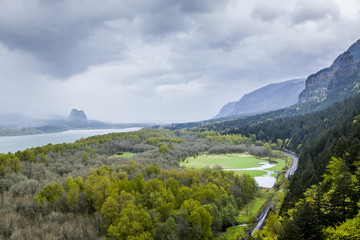 Scenic Overlook of Columbia River Gorge in Oregon