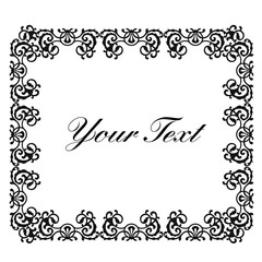 Vintage baroque frame scroll ornament engraving border floral retro pattern antique style acanthus foliage swirl decorative design element filigree calligraphy vector