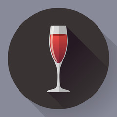Vector icon - glass of red wine. Flat designed style
