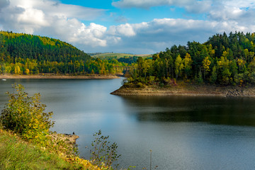 Autumn view of Pilchowickie Lake, Poland