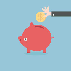 Vector piggy bank concept, flat design, money savings, vector EP