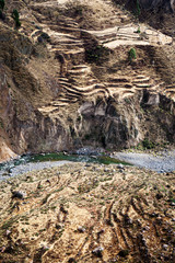 terrace on bank of mountain river
