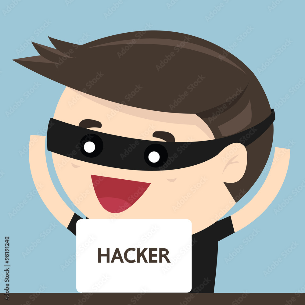 Poster cartoon of a computer hacker