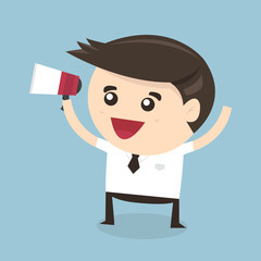 Businessman with a megaphone, Business concept, vector