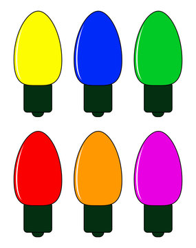 Christmas light bulb vector symbol set, icon  design. Winter illustration isolated on white background.